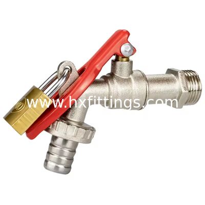 Keran Air Taman Terpasang Di Dinding Anti-korosi Dapat Dikunci Bib Campuran Seng Pegangan Besi Luar Ruangan 1/2 "untuk Mesin Cuci