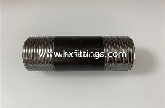 Black coated steel pipe nipples seamless pipe thread nipples with DIN 2982